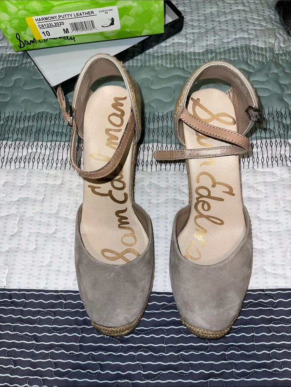 San Edelman Harmony Putty Leather Wedges Size 10